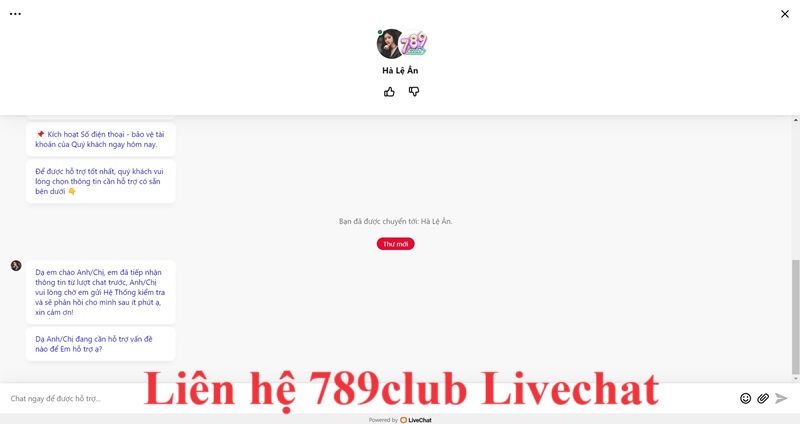 Liên hệ 789club qua Livechat